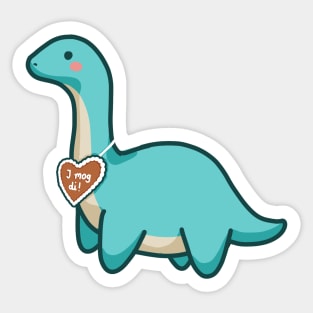 Cute dino, Gingerbread Long Neck, Dinosaurus. Sticker